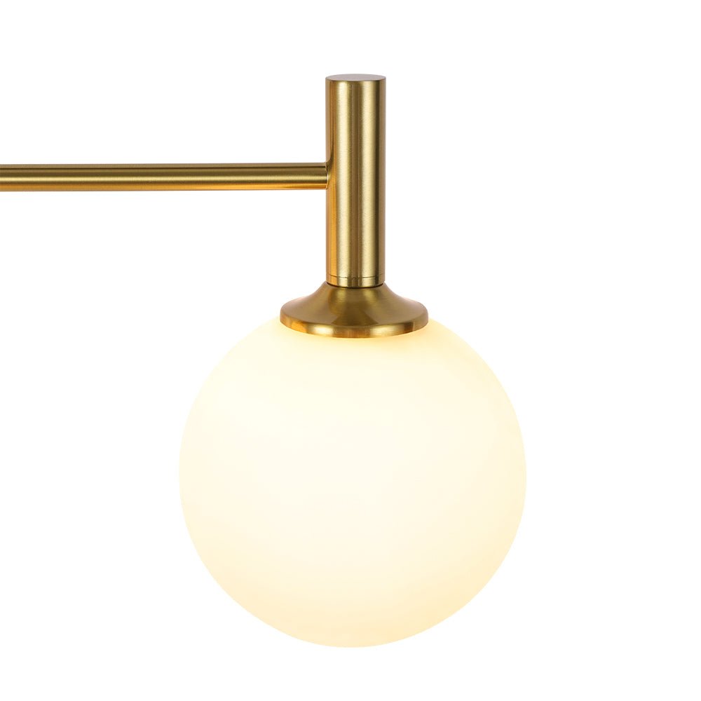 
Mid-Century 4-Light Glass Globe Vanity Sconce Brushed Brass 38 in