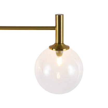 Mid-Century 4-Light Glass Globe Vanity Sconce Brushed Brass 38 in