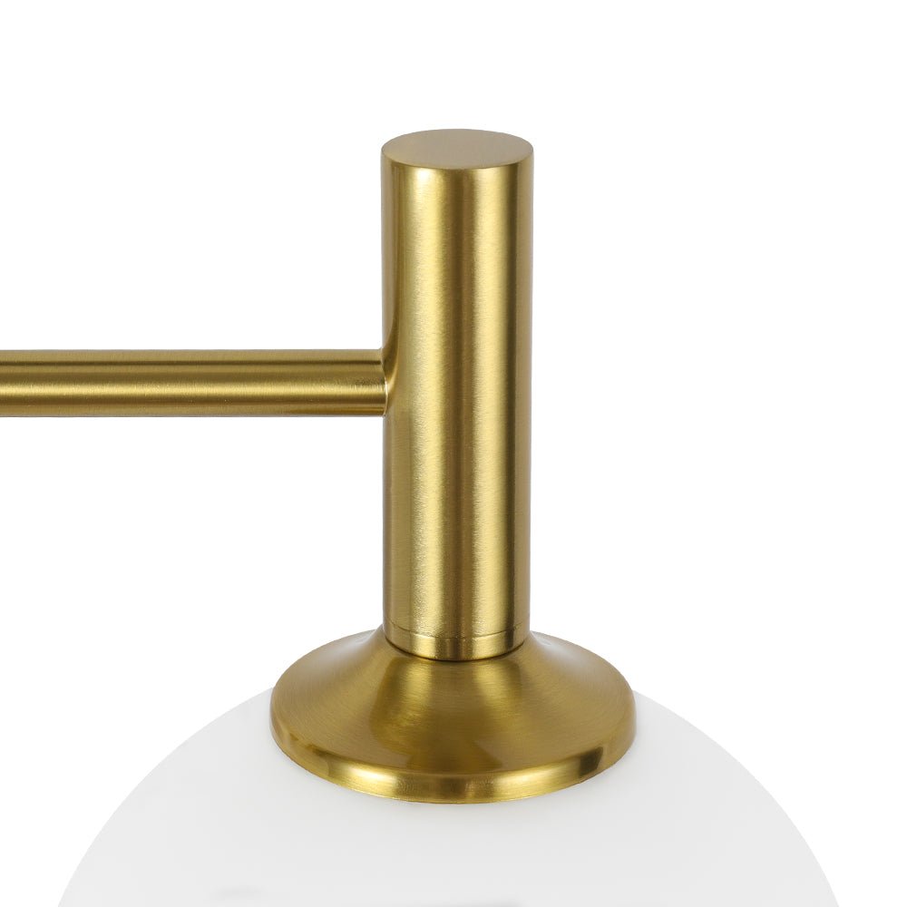 
Mid-Century 4-Light Glass Globe Vanity Sconce Brushed Brass 38 in