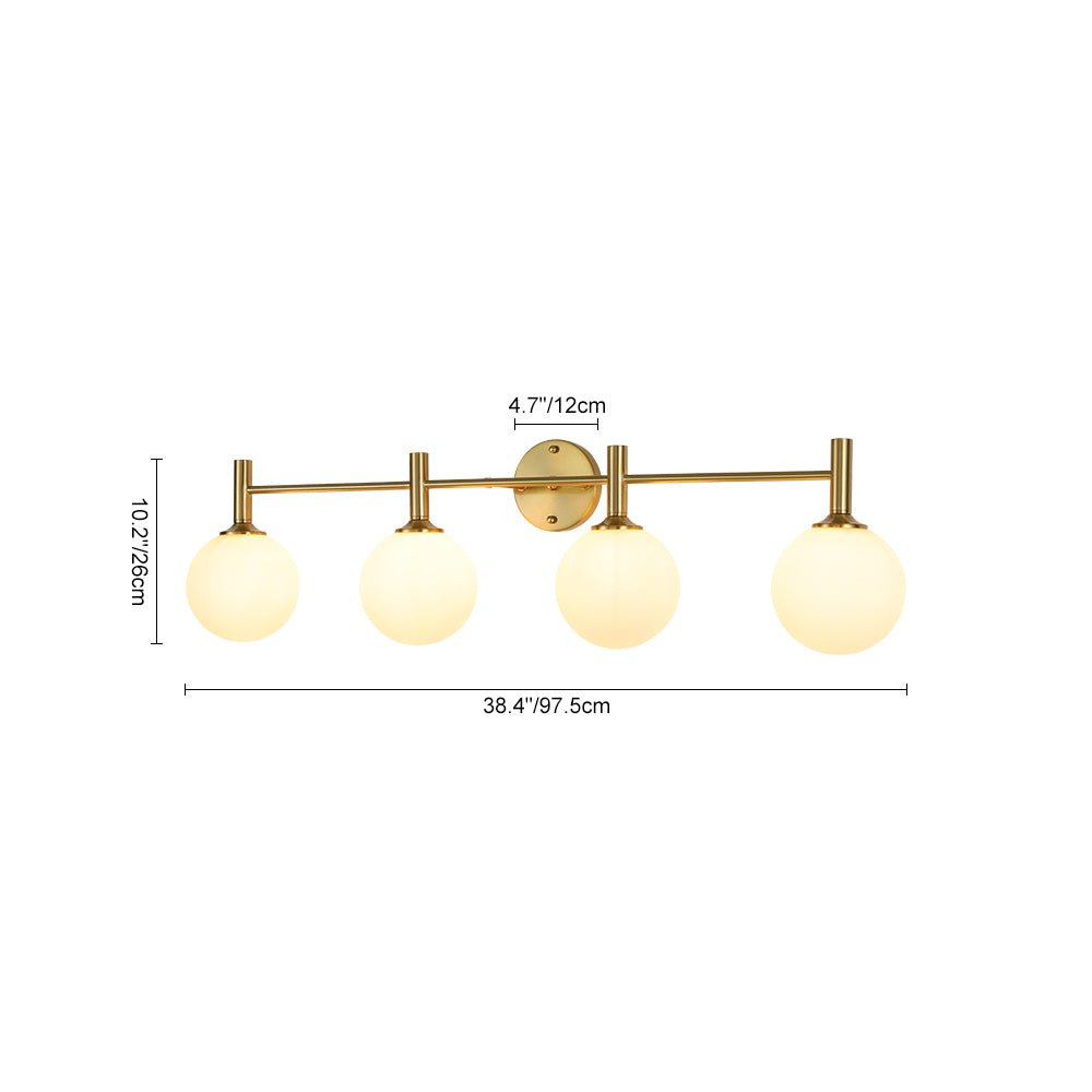 
Mid-Century 4-Light Glass Globe Vanity Sconce Brushed Brass 38 in